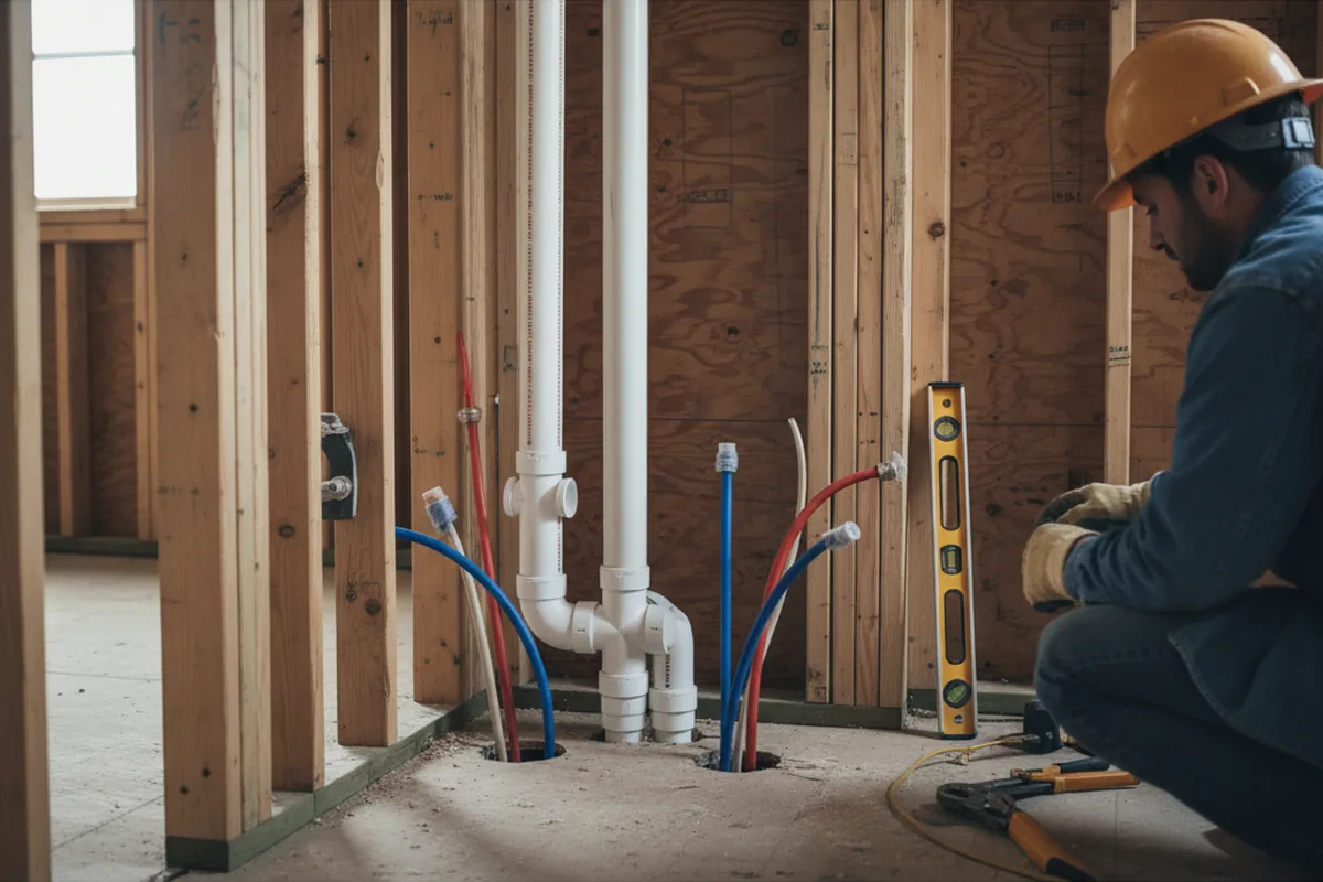 Drain and supply rough-in during Garbage Disposal Repair in Haughton