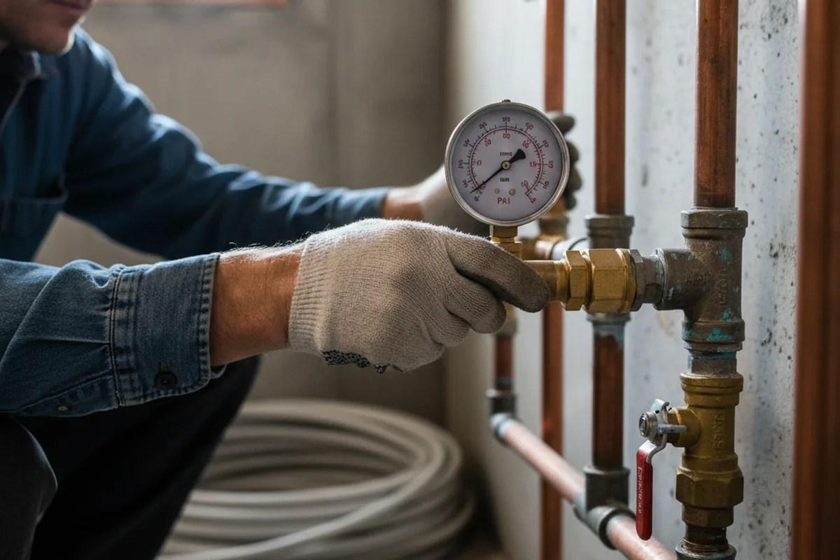 Pressure testing a repaired line during Water Line Repair in Haughton